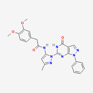 2-(3,4-dimethoxyphenyl)-N-(3-methyl-1-(4-oxo-1-phenyl-4,5-dihydro-1H-pyrazolo[3,4-d]pyrimidin-6-yl)-1H-pyrazol-5-yl)acetamide