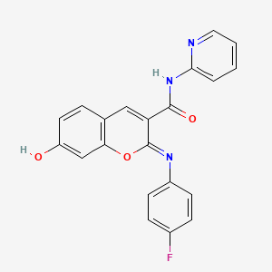 (2Z)-2-[(4-fluorophenyl)imino]-7-hydroxy-N-pyridin-2-yl-2H-chromene-3-carboxamide