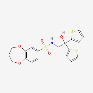 N-(2-hydroxy-2,2-di(thiophen-2-yl)ethyl)-3,4-dihydro-2H-benzo[b][1,4]dioxepine-7-sulfonamide