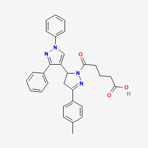molecular formula C30H28N4O3 B2699593 5-[3-(1,3-Diphenylpyrazol-4-yl)-5-(4-methylphenyl)-3,4-dihydropyrazol-2-yl]-5-oxopentanoic acid CAS No. 394239-82-8