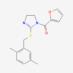 (2-((2,5-dimethylbenzyl)thio)-4,5-dihydro-1H-imidazol-1-yl)(furan-2-yl)methanone