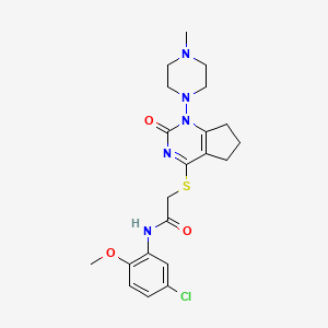molecular formula C21H26ClN5O3S B2699602 N-(5-chloro-2-methoxyphenyl)-2-((1-(4-methylpiperazin-1-yl)-2-oxo-2,5,6,7-tetrahydro-1H-cyclopenta[d]pyrimidin-4-yl)thio)acetamide CAS No. 899755-86-3