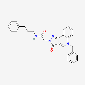 molecular formula C28H26N4O2 B2699604 2-(5-benzyl-3-oxo-3,5-dihydro-2H-pyrazolo[4,3-c]quinolin-2-yl)-N-(3-phenylpropyl)acetamide CAS No. 931696-69-4