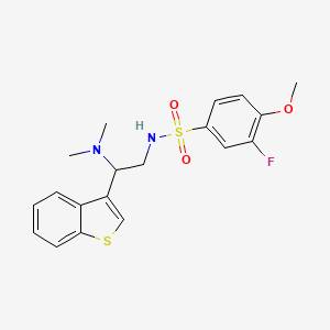 molecular formula C19H21FN2O3S2 B2699606 N-(2-(benzo[b]thiophen-3-yl)-2-(dimethylamino)ethyl)-3-fluoro-4-methoxybenzenesulfonamide CAS No. 2034300-28-0