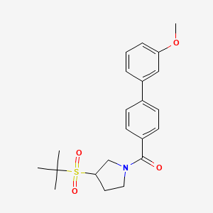 molecular formula C22H27NO4S B2699608 (3-(Tert-butylsulfonyl)pyrrolidin-1-yl)(3'-methoxy-[1,1'-biphenyl]-4-yl)methanone CAS No. 1797278-68-2