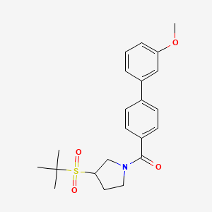 molecular formula C22H27NO4S B2699608 (3-(叔丁基磺酰)吡咯啉-1-基)(3'-甲氧基-[1,1'-联苯]-4-基)甲酮 CAS No. 1797278-68-2