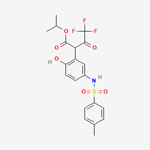 molecular formula C20H20F3NO6S B2699609 Isopropyl 4,4,4-trifluoro-2-(2-hydroxy-5-{[(4-methylphenyl)sulfonyl]amino}phenyl)-3-oxobutanoate CAS No. 305374-78-1