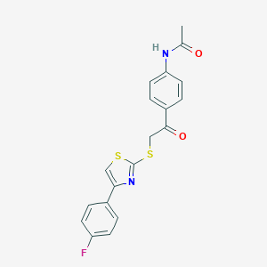 molecular formula C19H15FN2O2S2 B269961 N-[4-({[4-(4-fluorophenyl)-1,3-thiazol-2-yl]sulfanyl}acetyl)phenyl]acetamide 