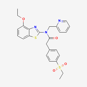 molecular formula C25H25N3O4S2 B2699610 N-(4-乙氧苯并[d]噻唑-2-基)-2-(4-(乙基磺酰)苯基)-N-(吡啶-2-基甲基)乙酰胺 CAS No. 941992-83-2