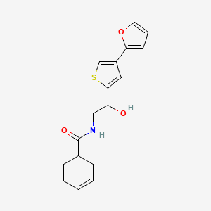 molecular formula C17H19NO3S B2699620 N-[2-[4-(Furan-2-yl)thiophen-2-yl]-2-hydroxyethyl]cyclohex-3-ene-1-carboxamide CAS No. 2380058-80-8