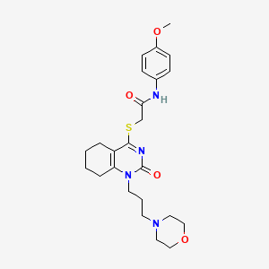 molecular formula C24H32N4O4S B2699630 N-(4-methoxyphenyl)-2-((1-(3-morpholinopropyl)-2-oxo-1,2,5,6,7,8-hexahydroquinazolin-4-yl)thio)acetamide CAS No. 899950-57-3
