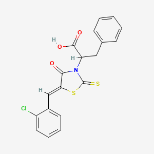 2-[(5Z)-5-[(2-chlorophenyl)methylidene]-4-oxo-2-sulfanylidene-1,3-thiazolidin-3-yl]-3-phenylpropanoic acid