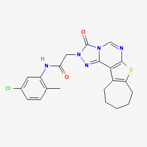N-(5-chloro-2-methylphenyl)-2-{14-oxo-9-thia-11,13,15,16-tetraazatetracyclo[8.7.0.0^{2,8}.0^{13,17}]heptadeca-1(10),2(8),11,16-tetraen-15-yl}acetamide