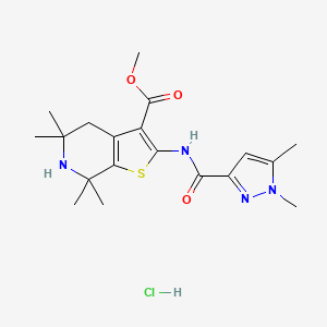 methyl 2-(1,5-dimethyl-1H-pyrazole-3-carboxamido)-5,5,7,7-tetramethyl-4,5,6,7-tetrahydrothieno[2,3-c]pyridine-3-carboxylate hydrochloride