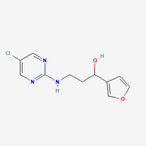 molecular formula C11H12ClN3O2 B2699658 3-[(5-Chloropyrimidin-2-yl)amino]-1-(furan-3-yl)propan-1-ol CAS No. 2380058-18-2