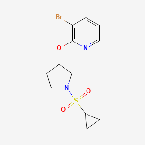molecular formula C12H15BrN2O3S B2699674 3-Bromo-2-((1-(cyclopropylsulfonyl)pyrrolidin-3-yl)oxy)pyridine CAS No. 1903658-13-8