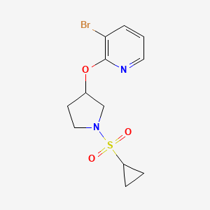 molecular formula C12H15BrN2O3S B2699674 3-溴-2-((1-(环丙磺酰)吡咯烷-3-基氧基)吡啶 CAS No. 1903658-13-8