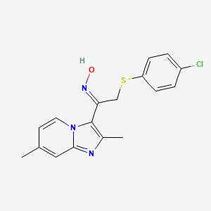 molecular formula C17H16ClN3OS B2699682 (NZ)-N-[2-(4-氯苯基)硫醚-1-(2,7-二甲基咪唑[1,2-a]吡啶-3-基)乙基亚胺]羟胺 CAS No. 478042-10-3