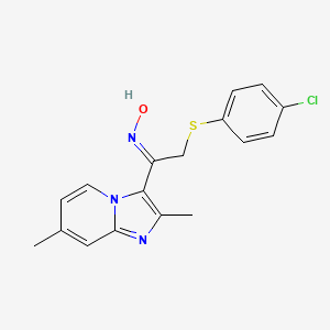 (Z)-N-{2-[(4-chlorophenyl)sulfanyl]-1-{2,7-dimethylimidazo[1,2-a]pyridin-3-yl}ethylidene}hydroxylamine