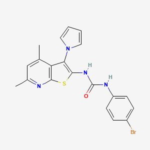 molecular formula C20H17BrN4OS B2699701 N-(4-溴苯基)-N'-[4,6-二甲基-3-(1H-吡咯-1-基)噻吩[2,3-b]吡嗪-2-基]脲 CAS No. 672950-54-8