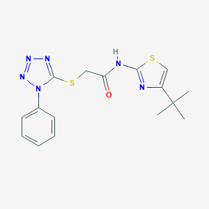 molecular formula C16H18N6OS2 B269971 N-(4-tert-butyl-1,3-thiazol-2-yl)-2-[(1-phenyl-1H-tetraazol-5-yl)sulfanyl]acetamide 
