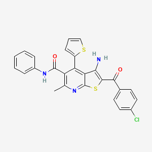 molecular formula C26H18ClN3O2S2 B2699717 3-氨基-2-(4-氯苯甲酰)-6-甲基-N-苯基-4-(噻吩-2-基)噻吩并[2,3-b]吡啶-5-甲酰胺 CAS No. 303786-38-1