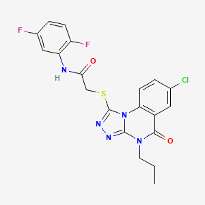 molecular formula C20H16ClF2N5O2S B2699719 2-((7-chloro-5-oxo-4-propyl-4,5-dihydro-[1,2,4]triazolo[4,3-a]quinazolin-1-yl)thio)-N-(2,5-difluorophenyl)acetamide CAS No. 1110963-33-1