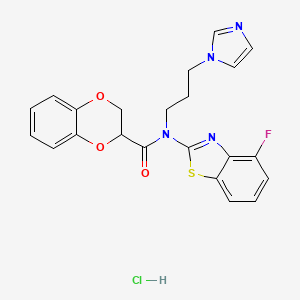 N-(3-(1H-imidazol-1-yl)propyl)-N-(4-fluorobenzo[d]thiazol-2-yl)-2,3-dihydrobenzo[b][1,4]dioxine-2-carboxamide hydrochloride