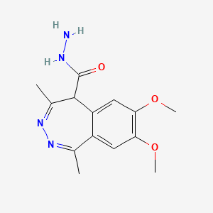 molecular formula C14H18N4O3 B2699727 7,8-Dimethoxy-1,4-dimethyl-5H-benzo[d][1,2]diazepine-5-carbohydrazide CAS No. 159324-61-5