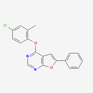 molecular formula C19H13ClN2O2 B2699739 4-(4-Chloro-2-methylphenoxy)-6-phenylfuro[2,3-d]pyrimidine CAS No. 672925-59-6