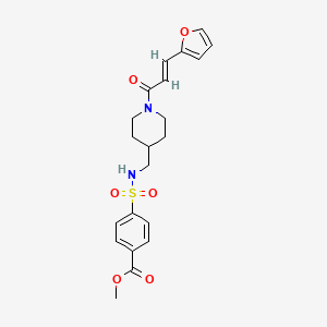 molecular formula C21H24N2O6S B2699742 (E)-甲酸4-(N-((1-(3-(呋喃-2-基)丙烯酰基)哌啶-4-基)甲基)磺酰氨基)苯甲酸甲酯 CAS No. 1396892-32-2