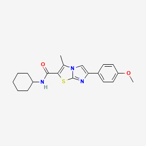 molecular formula C20H23N3O2S B2699744 N-cyclohexyl-6-(4-methoxyphenyl)-3-methylimidazo[2,1-b]thiazole-2-carboxamide CAS No. 852134-77-1