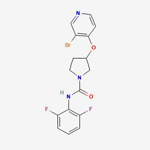 molecular formula C16H14BrF2N3O2 B2699752 3-(3-Bromopyridin-4-yl)oxy-N-(2,6-difluorophenyl)pyrrolidine-1-carboxamide CAS No. 2380098-05-3