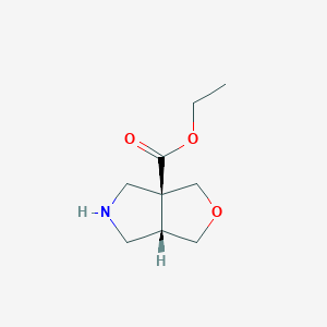 molecular formula C9H15NO3 B2699753 Ethyl (3aS,6aS)-1,3,4,5,6,6a-hexahydrofuro[3,4-c]pyrrole-3a-carboxylate CAS No. 2248335-35-3