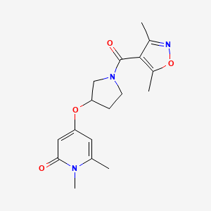 molecular formula C17H21N3O4 B2699771 4-((1-(3,5-dimethylisoxazole-4-carbonyl)pyrrolidin-3-yl)oxy)-1,6-dimethylpyridin-2(1H)-one CAS No. 2034313-21-6