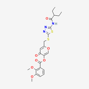 molecular formula C23H25N3O7S2 B2699773 6-(((5-(2-乙基丁酰胺)-1,3,4-噻二唑-2-基)硫)甲基)-4-氧代-4H-吡喃-3-基 2,3-二甲氧基苯甲酸酯 CAS No. 877651-82-6