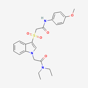 molecular formula C23H27N3O5S B2699782 N,N-diethyl-2-(3-((2-((4-methoxyphenyl)amino)-2-oxoethyl)sulfonyl)-1H-indol-1-yl)acetamide CAS No. 878056-41-8