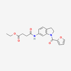 molecular formula C19H20N2O5 B2699794 乙酸-4-((1-(呋喃-2-甲酰)吲哚-6-基)氨基)-4-氧代丁酸酯 CAS No. 1207055-38-6