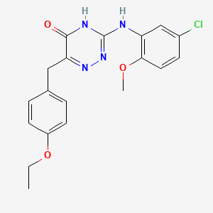 molecular formula C19H19ClN4O3 B2699796 3-[(5-Chloro-2-methoxyphenyl)amino]-6-(4-ethoxybenzyl)-1,2,4-triazin-5-ol CAS No. 881435-08-1