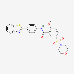 molecular formula C25H23N3O5S2 B2699807 N-[4-(1,3-苯并噻唑-2-基)苯基]-2-甲氧基-5-(吗啉-4-基磺酰)苯甲酰胺 CAS No. 1021021-23-7