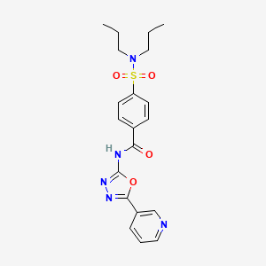 molecular formula C20H23N5O4S B2699809 4-(dipropylsulfamoyl)-N-(5-pyridin-3-yl-1,3,4-oxadiazol-2-yl)benzamide CAS No. 905680-95-7