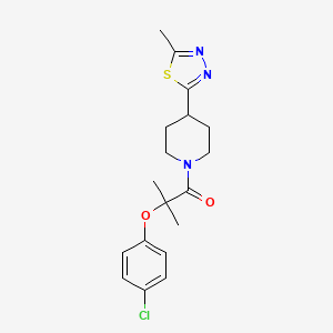 molecular formula C18H22ClN3O2S B2699814 2-(4-Chlorophenoxy)-2-methyl-1-[4-(5-methyl-1,3,4-thiadiazol-2-yl)piperidin-1-yl]propan-1-one CAS No. 1396851-86-7