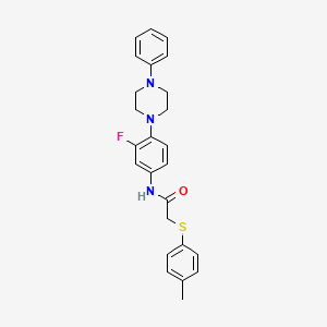 molecular formula C25H26FN3OS B2699825 N-[3-fluoro-4-(4-phenylpiperazino)phenyl]-2-[(4-methylphenyl)sulfanyl]acetamide CAS No. 866136-80-3