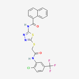 molecular formula C22H14ClF3N4O2S2 B2699828 N-[5-[2-[2-chloro-5-(trifluoromethyl)anilino]-2-oxoethyl]sulfanyl-1,3,4-thiadiazol-2-yl]naphthalene-1-carboxamide CAS No. 392299-35-3