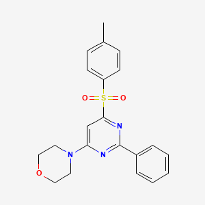 molecular formula C21H21N3O3S B2699855 4-{6-[(4-甲基苯基)磺酰]-2-苯基-4-吡嘧啶基}吗啉 CAS No. 339105-59-8