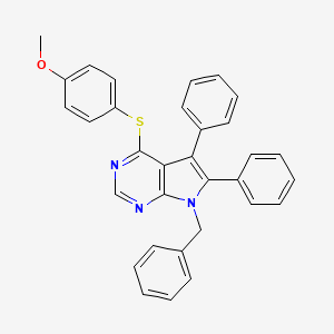 molecular formula C32H25N3OS B2699858 4-[(7-苄基-5,6-二苯基-7H-吡咯[2,3-d]嘧啶-4-基)硫基]苯甲醚 CAS No. 341964-72-5