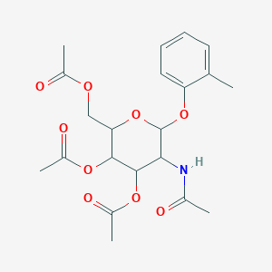molecular formula C21H27NO9 B2699867 [3,4-双(乙酰氧基)-5-乙酰氨基-6-(2-甲基苯氧基)氧杂环戊-2-基]甲基乙酸酯 CAS No. 1094812-83-5