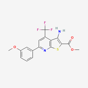 molecular formula C17H13F3N2O3S B2699870 Methyl 3-amino-6-(3-methoxyphenyl)-4-(trifluoromethyl)thieno[2,3-b]pyridine-2-carboxylate CAS No. 625377-36-8