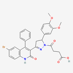 molecular formula C30H26BrN3O6 B2699871 4-(3-(6-bromo-2-hydroxy-4-phenylquinolin-3-yl)-5-(3,4-dimethoxyphenyl)-4,5-dihydro-1H-pyrazol-1-yl)-4-oxobutanoic acid CAS No. 393837-93-9