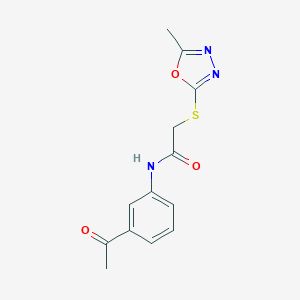 molecular formula C13H13N3O3S B269989 N-(3-acetylphenyl)-2-[(5-methyl-1,3,4-oxadiazol-2-yl)sulfanyl]acetamide 